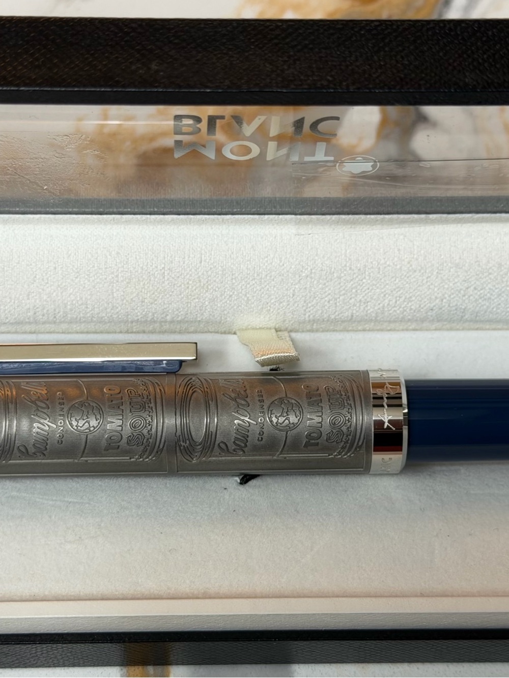 Mont Blanc Blue and Silver Engraved Decorative Pen Andy Warhol